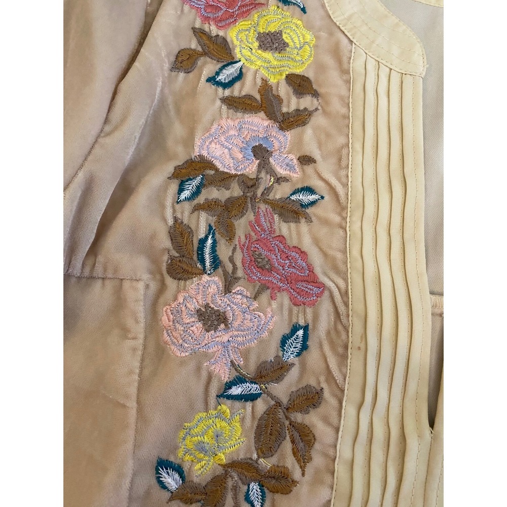 Free People Mia Velvet Embroidered Mini Dress Size M Floral Fall Winter Festival - Picture 5 of 9